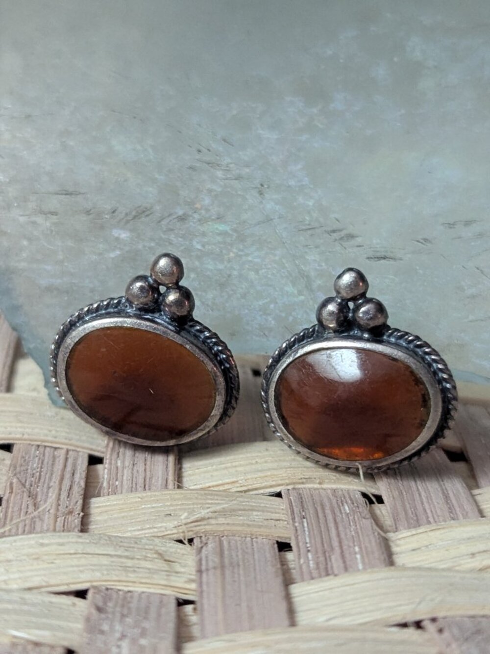 Sterling Silver 925 Carnelian Stud Earrings